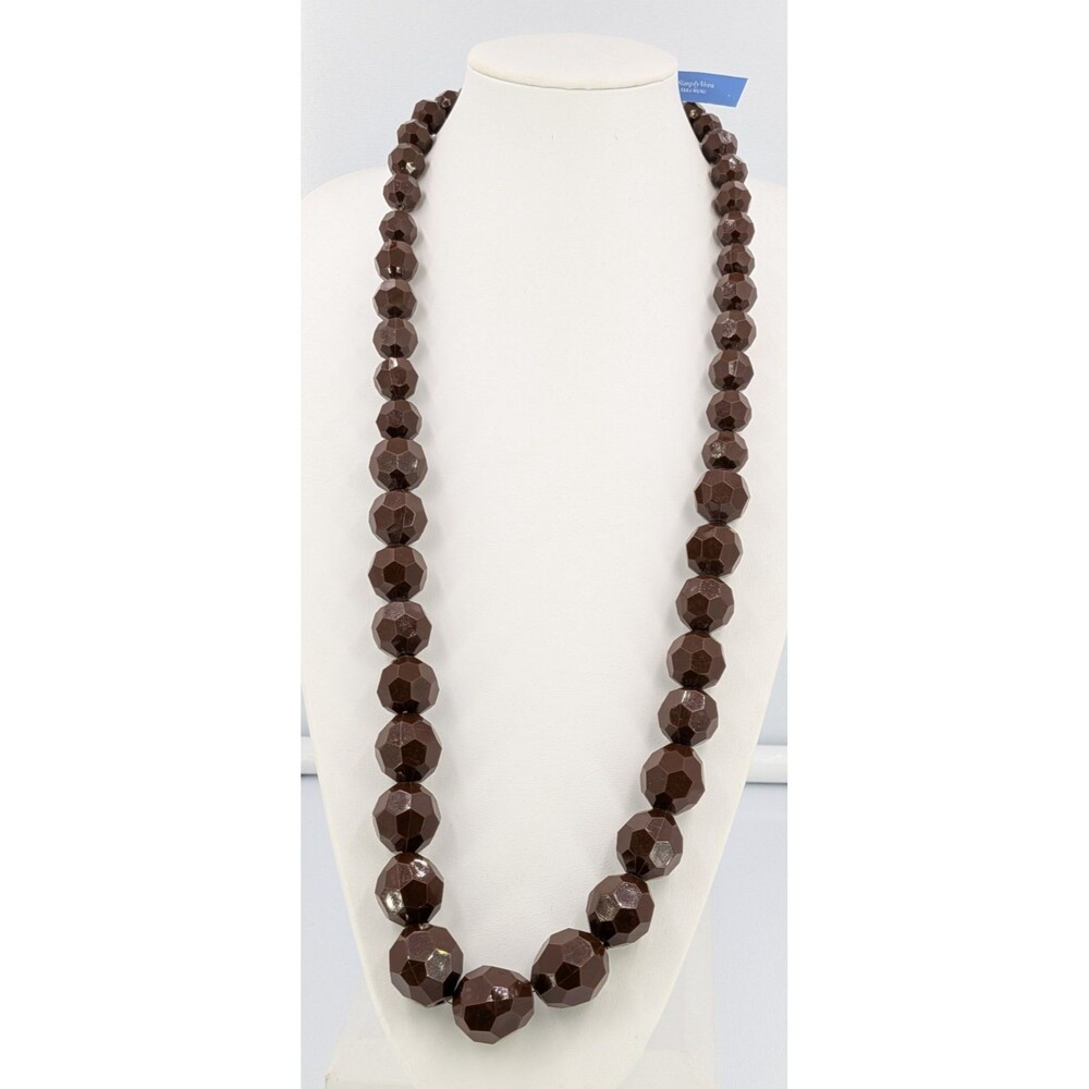 Simply Vera Necklace Vera Wang Brown Faceted Beads NWT 18in Slip On